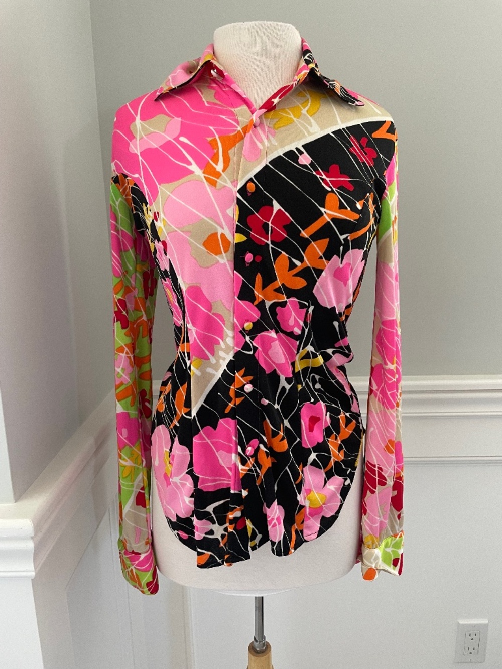 VINTAGE ANNA SUI FLORAL BUTTON DOWN BLOUSE XS!